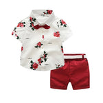 Baby Boys Clothing Sets Summer Children's T Shirts + Shorts + Belt 3pcs Suits Bow Pants Sports Kids Clothes Fashion Clothes