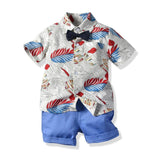 Baby Boys Clothing Sets Summer Children's T Shirts + Shorts + Belt 3pcs Suits Bow Pants Sports Kids Clothes Fashion Clothes