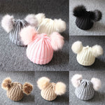 Cute Newborn Baby Kids Girls Boys Winter Solid Stripe Warm Fashion Knit Hat Pompom Ball Beanie Cap 1-3Y