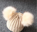 Cute Newborn Baby Kids Girls Boys Winter Solid Stripe Warm Fashion Knit Hat Pompom Ball Beanie Cap 1-3Y