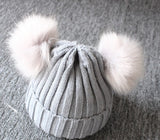 Cute Newborn Baby Kids Girls Boys Winter Solid Stripe Warm Fashion Knit Hat Pompom Ball Beanie Cap 1-3Y