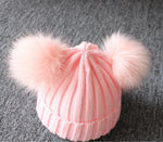 Cute Newborn Baby Kids Girls Boys Winter Solid Stripe Warm Fashion Knit Hat Pompom Ball Beanie Cap 1-3Y