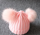 Cute Newborn Baby Kids Girls Boys Winter Solid Stripe Warm Fashion Knit Hat Pompom Ball Beanie Cap 1-3Y