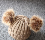 Cute Newborn Baby Kids Girls Boys Winter Solid Stripe Warm Fashion Knit Hat Pompom Ball Beanie Cap 1-3Y