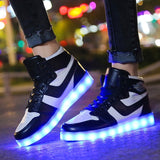 Large Size Children Casual Shoes With Lights USB Charge Luminous Sneakers for Kids Boys Glowing Led Shoes Girls Lighted Shoes