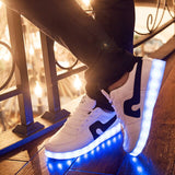 Large Size Children Casual Shoes With Lights USB Charge Luminous Sneakers for Kids Boys Glowing Led Shoes Girls Lighted Shoes