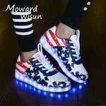 Large Size Children Casual Shoes With Lights USB Charge Luminous Sneakers for Kids Boys Glowing Led Shoes Girls Lighted Shoes