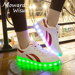 Large Size Children Casual Shoes With Lights USB Charge Luminous Sneakers for Kids Boys Glowing Led Shoes Girls Lighted Shoes