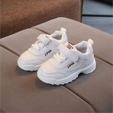 2019 Spring Toddler Girl White Brand Sneakers Little Boy Casual Running School Trainer Big Kid PU Leather Children Black Shoes