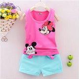 Pudcoco Baby Girl Summer Clothes Set 2 Piece Set Cartoon Mouse 2-4T Baby Kids Clothes Vest Top + Shorts Tracksuit Outfits