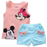 Pudcoco Baby Girl Summer Clothes Set 2 Piece Set Cartoon Mouse 2-4T Baby Kids Clothes Vest Top + Shorts Tracksuit Outfits