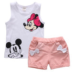 Pudcoco Baby Girl Summer Clothes Set 2 Piece Set Cartoon Mouse 2-4T Baby Kids Clothes Vest Top + Shorts Tracksuit Outfits