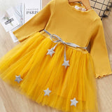 Girls Clothes Sets 2019 Autumn Style Kids Long-Sleeve Denim Bow White Mesh Dress Children Suits For Kids Dress With Bow