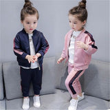 2019 Spring Baby Girls Sport Long Sleeve Zipper Coat+ Pant Casual Girls Clothing Kids Tracksuit For Children Clothes For Girls