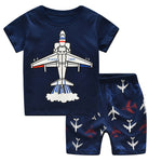 Children Kids Boys Short Sleeve Cartoon Print T-shirt Tops+Shorts Pajamas Set  Children's suit High Quality