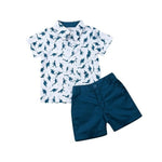 Infant Baby Boys Kids Summer Clothes set short sleeve Dinosaurs shirt Tops + blue Shorts Outfits Set 1-6T