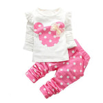 2018 new Spring Autumn Cotton children girls clothing sets Cute Dot clothes bow tops t shirt leggings pants baby kids 2pcs suit