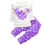 2018 new Spring Autumn Cotton children girls clothing sets Cute Dot clothes bow tops t shirt leggings pants baby kids 2pcs suit