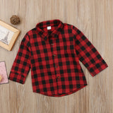 2-7Y Kids Baby Boys Girls Toddler Letter Printed Plaid Long Sleeve Tops Shirts Blouse Loose T-shirt Sunsuit Summer Clothes Top