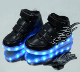 UncleJerry Kids Light up Shoes with wing Children Led Shoes Boys Girls Glowing Luminous Sneakers USB Charging Boy Fashion Shoes