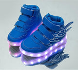 UncleJerry Kids Light up Shoes with wing Children Led Shoes Boys Girls Glowing Luminous Sneakers USB Charging Boy Fashion Shoes