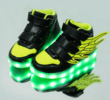 UncleJerry Kids Light up Shoes with wing Children Led Shoes Boys Girls Glowing Luminous Sneakers USB Charging Boy Fashion Shoes