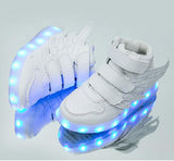 UncleJerry Kids Light up Shoes with wing Children Led Shoes Boys Girls Glowing Luminous Sneakers USB Charging Boy Fashion Shoes