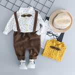 HYLKIDHUOSE Toddler Children Clothes Suits Gentleman Style Baby Boys Clothing Sets Shirt Bib Pants Autumn Kids Infant Costume