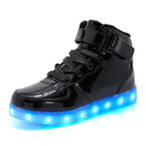 EU 25-42 Led Shoes for kids and adults USB charger Light Up High top shoes for boys girls Fashion Party Glowing Sneakers