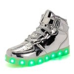 EU 25-42 Led Shoes for kids and adults USB charger Light Up High top shoes for boys girls Fashion Party Glowing Sneakers