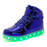 EU 25-42 Led Shoes for kids and adults USB charger Light Up High top shoes for boys girls Fashion Party Glowing Sneakers