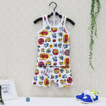 2019 Little Q New Style Summer Pure Cotton Boys O Neck Clothing Set Children Clothing Baby Sleeveless+shorts Kids Sleepwear