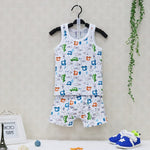 2019 Little Q New Style Summer Pure Cotton Boys O Neck Clothing Set Children Clothing Baby Sleeveless+shorts Kids Sleepwear