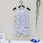 2019 Little Q New Style Summer Pure Cotton Boys O Neck Clothing Set Children Clothing Baby Sleeveless+shorts Kids Sleepwear