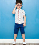 Baby Boys Clothing Sets Summer Children's T Shirts + Shorts + Belt 3pcs Suits Bow Pants Sports Kids Clothes Fashion Clothes