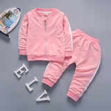 2019 Spring Baby Casual Tracksuit Children Boy Girl Cotton Zipper Jacket Pants 2Pcs/Sets Kids Leisure Sport Suit Infant Clothing