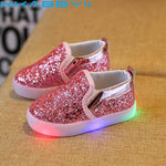 Princess Spring Shoes Children's Casual LED Shoes Kid's Keep Soft Shiny Skin Shoes Girls Glowing Fashion Boot