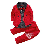 Baby Gentleman Boys Spring Autumn Wedding Clothes Sets Kids Baby Boy Party Birthday Tops+Pants 1-3Years Outfits Costume Boy 1-3T