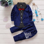 Baby Gentleman Boys Spring Autumn Wedding Clothes Sets Kids Baby Boy Party Birthday Tops+Pants 1-3Years Outfits Costume Boy 1-3T