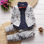 Baby Gentleman Boys Spring Autumn Wedding Clothes Sets Kids Baby Boy Party Birthday Tops+Pants 1-3Years Outfits Costume Boy 1-3T