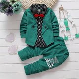 Baby Gentleman Boys Spring Autumn Wedding Clothes Sets Kids Baby Boy Party Birthday Tops+Pants 1-3Years Outfits Costume Boy 1-3T