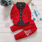 Baby Gentleman Boys Spring Autumn Wedding Clothes Sets Kids Baby Boy Party Birthday Tops+Pants 1-3Years Outfits Costume Boy 1-3T